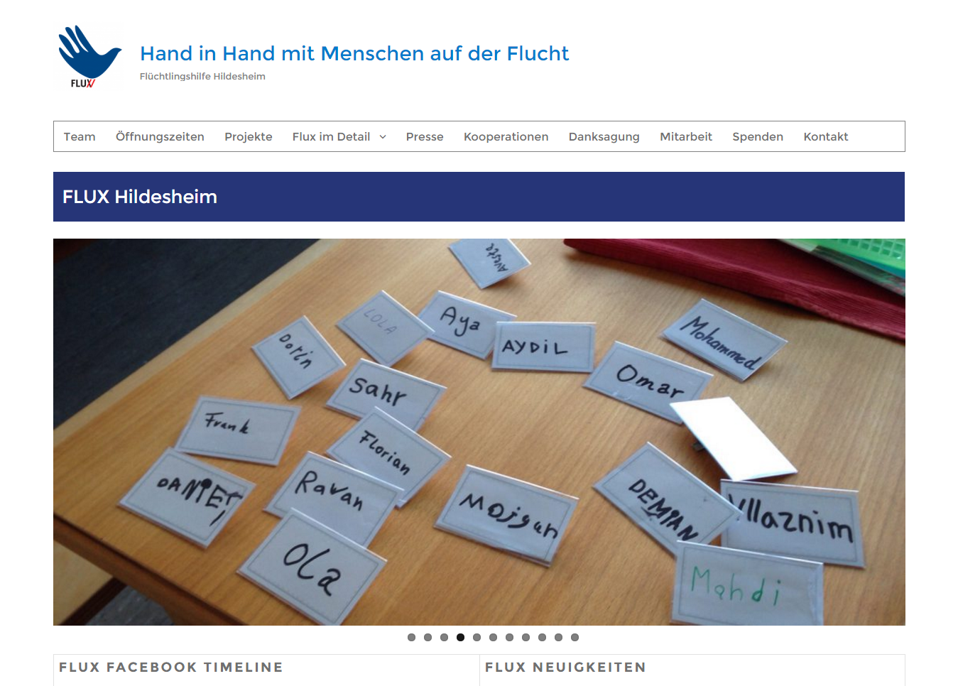 Screenshot der Internetseite www.flux-hildesheim.de
